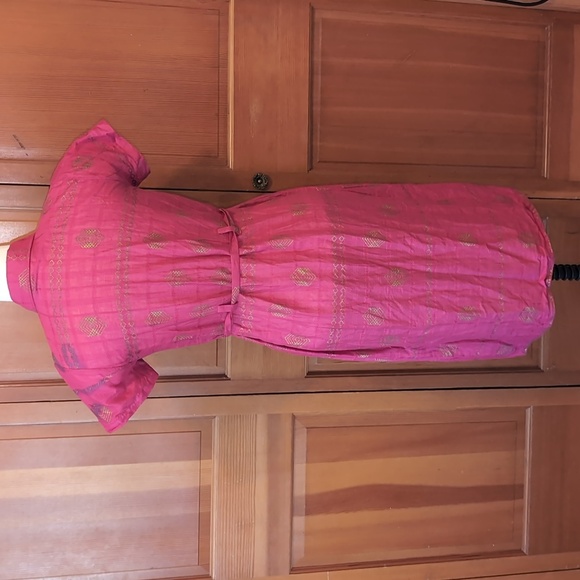 Pink Button-Down Belted Dress (Linen/poly Type Fabric) - Picture 3 of 4